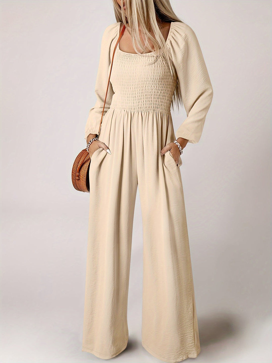Avery | Shirred Square Neck Jumpsuit